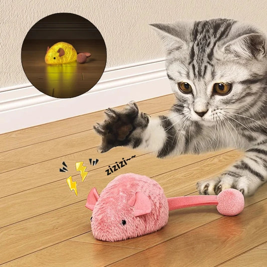 Souris interactive en peluche pour chat avec lumière – jouet anti ennui